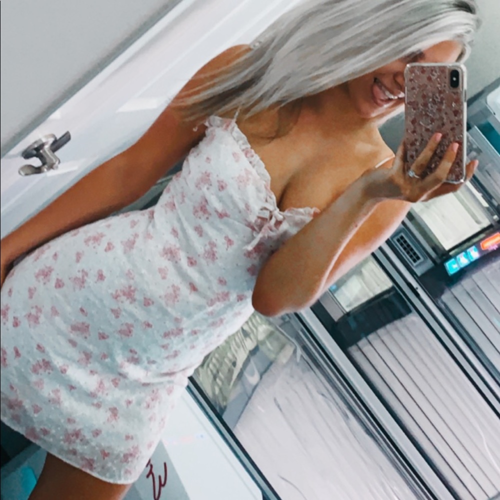 white & pink babydoll lace vintage dress!